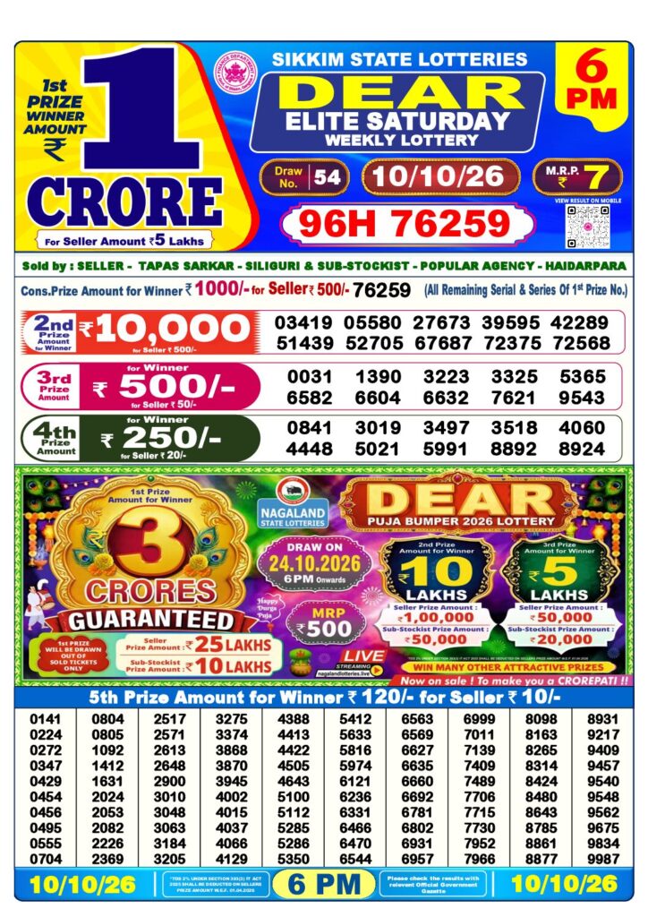 6 PM Lottery Sambad PDF first-page preview